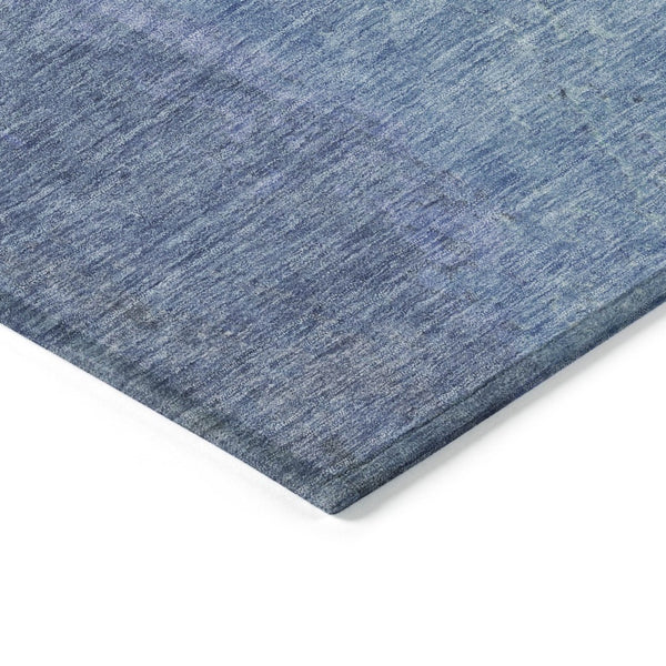 HomeRoots 8' Navy Blue & Gray Round Abstract Area Rug - Modern Washable Design for Indoor & Outdoor Spaces 619531
