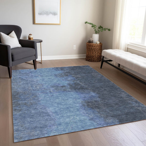 HomeRoots 10' Navy Blue and Gray Abstract Area Rug - Washable, Durable Indoor/Outdoor Design for Any Space 619534