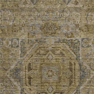 HomeRoots 5' X 8' Brown and Blue Medallion Washable Area Rug - Stylish, Durable, Indoor/Outdoor Charm for All Spaces 619542