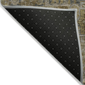 HomeRoots 8' Round Medallion Area Rug - Stylish Brown & Blue Washable Design for Indoor/Outdoor Versatility 619543