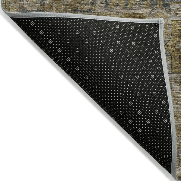 HomeRoots 8' Round Medallion Area Rug - Stylish Brown & Blue Washable Design for Indoor/Outdoor Versatility 619543