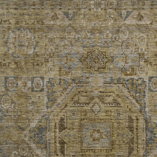 HomeRoots 10' Brown and Blue Medallion Washable Area Rug – Stylish, Durable, Indoor/Outdoor for High-Traffic Areas 619546