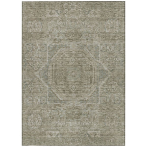 HomeRoots 5' X 8' Gray and Silver Medallion Area Rug - Washable, Indoor/Outdoor, Stain-Resistant, Durable Design 619548