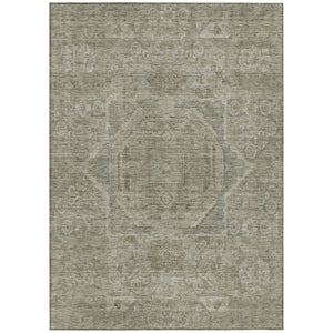 HomeRoots 5' X 8' Gray and Silver Medallion Area Rug - Washable, Indoor/Outdoor, Stain-Resistant, Durable Design 619548