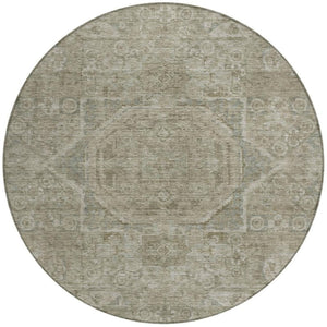 HomeRoots 8' Gray and Silver Round Medallion Rug - Washable Indoor/Outdoor Area Rug for All Spaces & Styles 619549