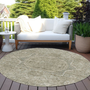 HomeRoots 8' Gray and Silver Round Medallion Rug - Washable Indoor/Outdoor Area Rug for All Spaces & Styles 619549