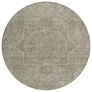 HomeRoots 8' Gray and Silver Round Medallion Rug - Washable Indoor/Outdoor Area Rug for All Spaces & Styles 619549