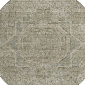 HomeRoots 8' Gray and Silver Round Medallion Rug - Washable Indoor/Outdoor Area Rug for All Spaces & Styles 619549
