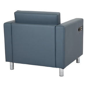 OSP Home Furnishings Atlantic Lounge Chair with Built-in Ac Outlet and Usb Port for Modern Living Spaces Blue ATL51-R105