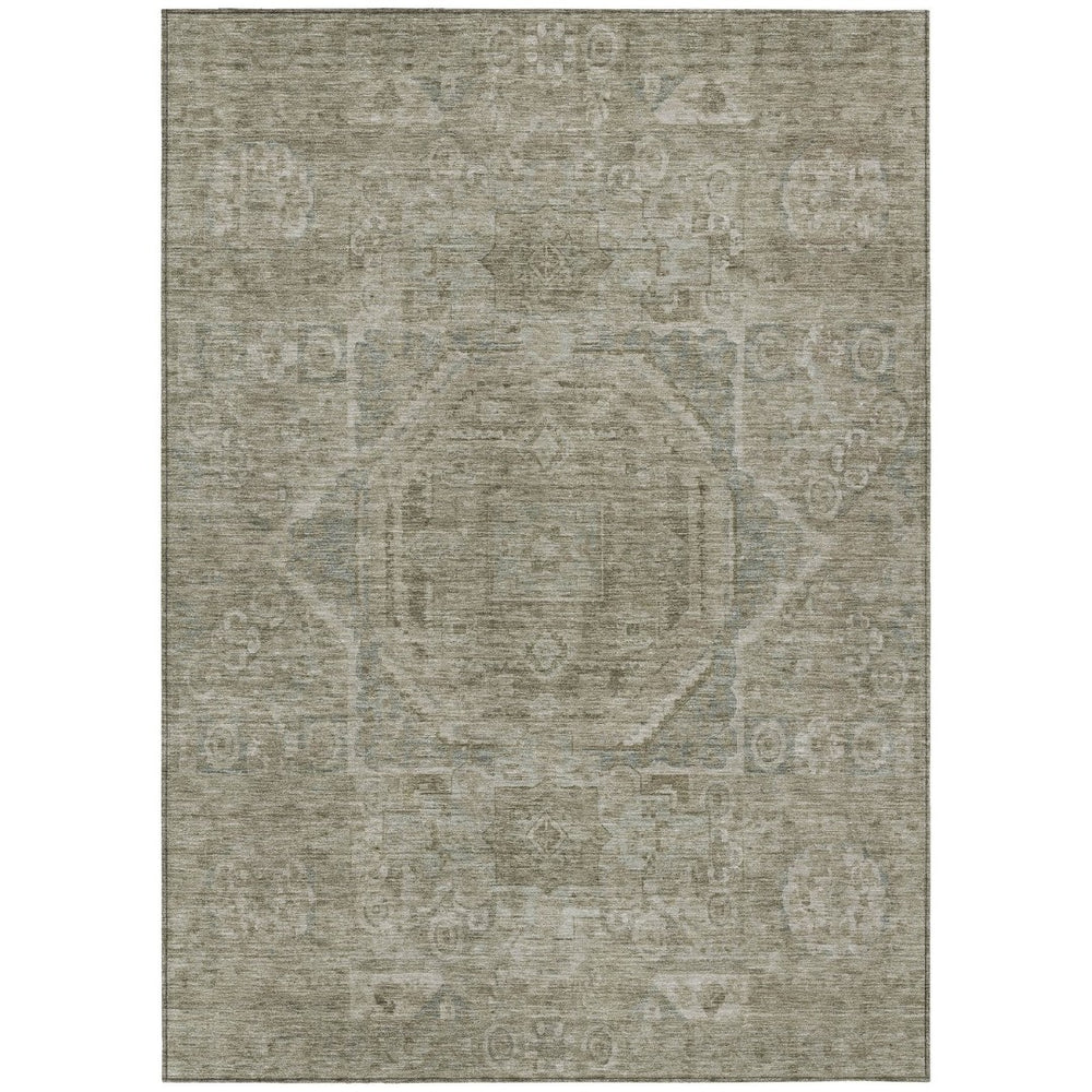HomeRoots 9' X 12' Gray and Silver Medallion Area Rug - Stylish, Washable, Durable for Indoor and Outdoor Use 619551