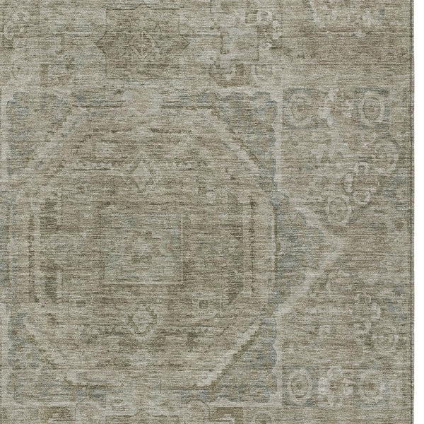 HomeRoots 10' Gray & Silver Medallion Area Rug - Washable, Durable, Versatile Indoor/Outdoor Design for Any Space 619552