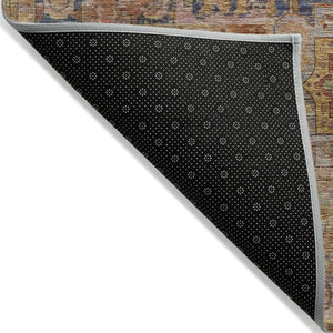 HomeRoots 9' X 12' Stylish Rust and Blue Medallion Area Rug - Durable, Washable, Perfect for Indoor or Outdoor Use! 619557