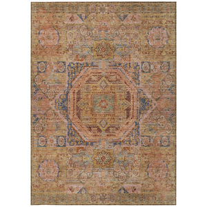 HomeRoots 10' Rust and Blue Medallion Area Rug - Stylish, Durable, Machine Washable for Indoor & Outdoor Use! 619558
