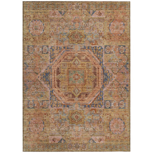 HomeRoots 10' Rust and Blue Medallion Area Rug - Stylish, Durable, Machine Washable for Indoor & Outdoor Use! 619558