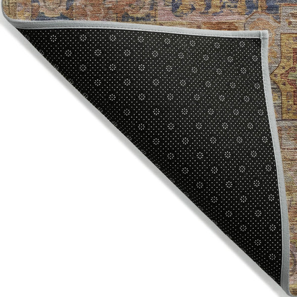 HomeRoots 10' Rust and Blue Medallion Area Rug - Stylish, Durable, Machine Washable for Indoor & Outdoor Use! 619558