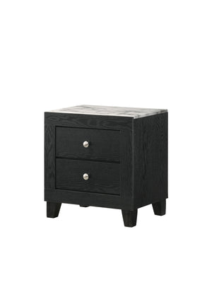 English Elm 1pc Modern Faux Marble Top Nightstand with Two Drawers, Sleek Contrast Finish, Compact Bedroom Storage Black,White 24.06 L x 17.95 W x 22.32 H B2741P330120