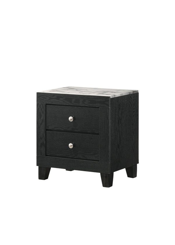 English Elm 1pc Modern Faux Marble Top Nightstand with Two Drawers, Sleek Contrast Finish, Compact Bedroom Storage Black,White 24.06 L x 17.95 W x 22.32 H B2741P330120