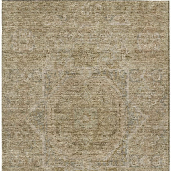 HomeRoots 5' X 8' Tan and Gray Medallion Rug - Durable, Washable, Versatile Indoor/Outdoor Area Accent for Your Home 619572