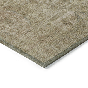 HomeRoots 8' Tan and Gray Round Medallion Rug - Stylish, Washable Indoor/Outdoor Area Rug for High-Traffic Spaces 619573