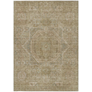 HomeRoots 8' X 10' Tan and Gray Medallion Area Rug - Stylish, Washable, Durable for Indoor & Outdoor Use! 619574