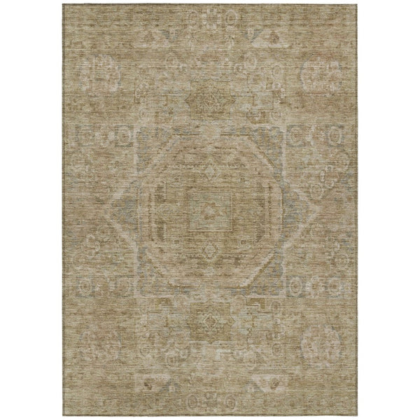 HomeRoots 8' X 10' Tan and Gray Medallion Area Rug - Stylish, Washable, Durable for Indoor & Outdoor Use! 619574