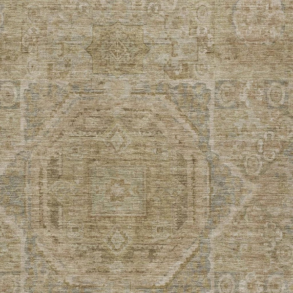 HomeRoots 10' Tan and Gray Medallion Area Rug - Durable, Washable, Perfect for Indoor & Outdoor Spaces! 619576