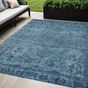 HomeRoots 5' X 8' Blue and Ivory Floral Medallion Area Rug - Washable, Durable, Stylish for Indoor & Outdoor Use 619584