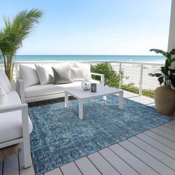 HomeRoots 5' X 8' Blue and Ivory Floral Medallion Area Rug - Washable, Durable, Stylish for Indoor & Outdoor Use 619584
