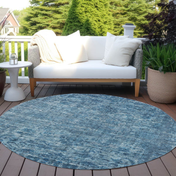 HomeRoots 8' Blue Floral Medallion Area Rug – Stylish, Durable, Washable for Indoor & Outdoor Spaces, 8ft Round 619585