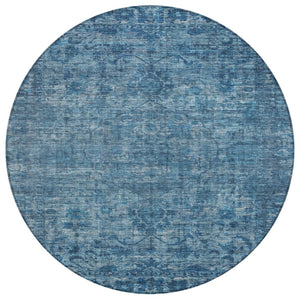 HomeRoots 8' Blue Floral Medallion Area Rug – Stylish, Durable, Washable for Indoor & Outdoor Spaces, 8ft Round 619585
