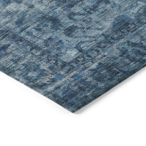 HomeRoots 8' Blue Floral Medallion Area Rug – Stylish, Durable, Washable for Indoor & Outdoor Spaces, 8ft Round 619585