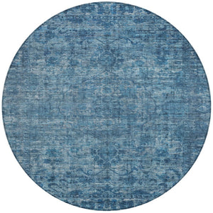 HomeRoots 8' Blue Floral Medallion Area Rug – Stylish, Durable, Washable for Indoor & Outdoor Spaces, 8ft Round 619585