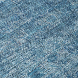 HomeRoots 8' Blue Floral Medallion Area Rug – Stylish, Durable, Washable for Indoor & Outdoor Spaces, 8ft Round 619585