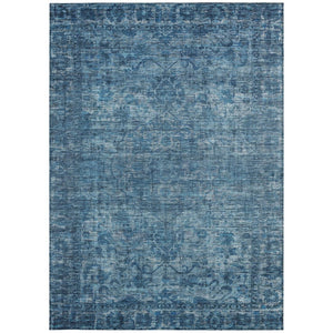 HomeRoots 8' X 10' Blue Floral Medallion Area Rug - Durable, Washable, Elegant for Indoor & Outdoor Spaces! 619586