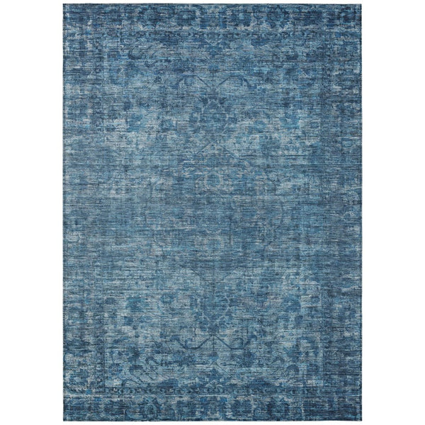 HomeRoots 8' X 10' Blue Floral Medallion Area Rug - Durable, Washable, Elegant for Indoor & Outdoor Spaces! 619586