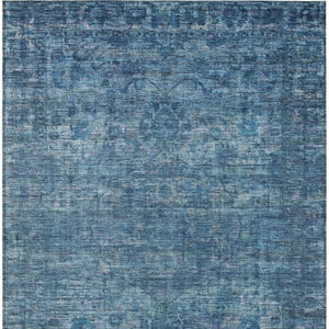 HomeRoots 8' X 10' Blue Floral Medallion Area Rug - Durable, Washable, Elegant for Indoor & Outdoor Spaces! 619586