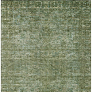HomeRoots 5' Olive Green & Ivory Floral Medallion Area Rug - Washable, Durable, Indoor/Outdoor Versatile Design 619590