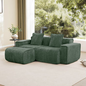 English Elm Streamlined Velvet Modular L-shape Sectional Sofa with Cloud Foam and French Piping Green W3041S00364