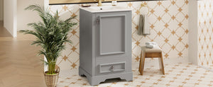 English Elm 20 Inch Bathroom Vanity with Ceramic Sink, Soft-Close Door, Adjustable Shelf, Smart Storage Organizing Design Grey N729P299505E