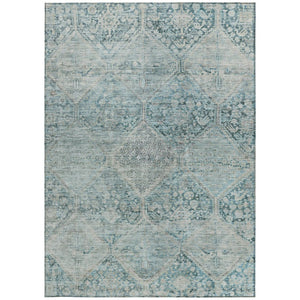 HomeRoots 9' X 12' Blue and Silver Geometric Washable Area Rug – Stylish, Durable, Indoor/Outdoor Design for All Spaces 619617