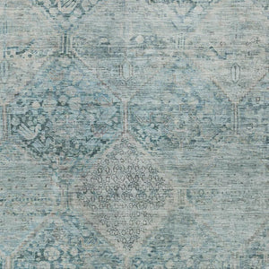 HomeRoots 9' X 12' Blue and Silver Geometric Washable Area Rug – Stylish, Durable, Indoor/Outdoor Design for All Spaces 619617