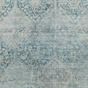 HomeRoots 10' Blue and Silver Geometric Area Rug – Washable Indoor/Outdoor, Durable, Stain-Resistant Design! 619618