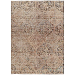 HomeRoots 8' Copper & Gray Geometric Area Rug - Durable, Washable Design for Indoor & Outdoor Spaces, 8x10 ft 619622