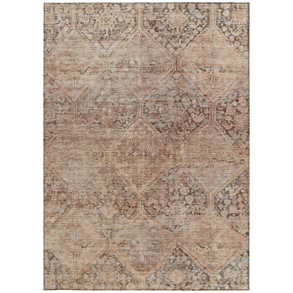 HomeRoots 8' Copper & Gray Geometric Area Rug - Durable, Washable Design for Indoor & Outdoor Spaces, 8x10 ft 619622