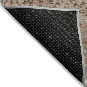 HomeRoots 8' Copper & Gray Geometric Area Rug - Durable, Washable Design for Indoor & Outdoor Spaces, 8x10 ft 619622