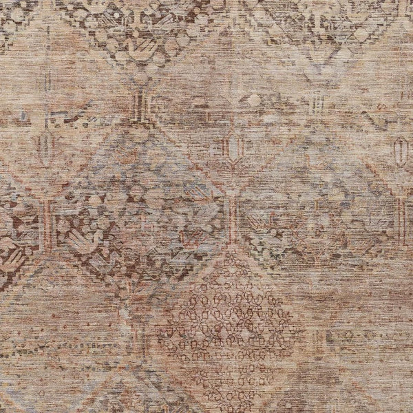 HomeRoots 8' Copper & Gray Geometric Area Rug - Durable, Washable Design for Indoor & Outdoor Spaces, 8x10 ft 619622