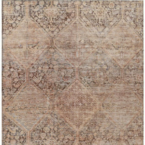 HomeRoots 9' Copper and Gray Geometric Area Rug - Washable, Durable, Indoor/Outdoor Perfect for High-Traffic Areas 619623