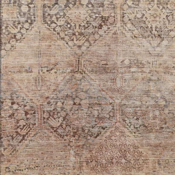 HomeRoots 9' Copper and Gray Geometric Area Rug - Washable, Durable, Indoor/Outdoor Perfect for High-Traffic Areas 619623