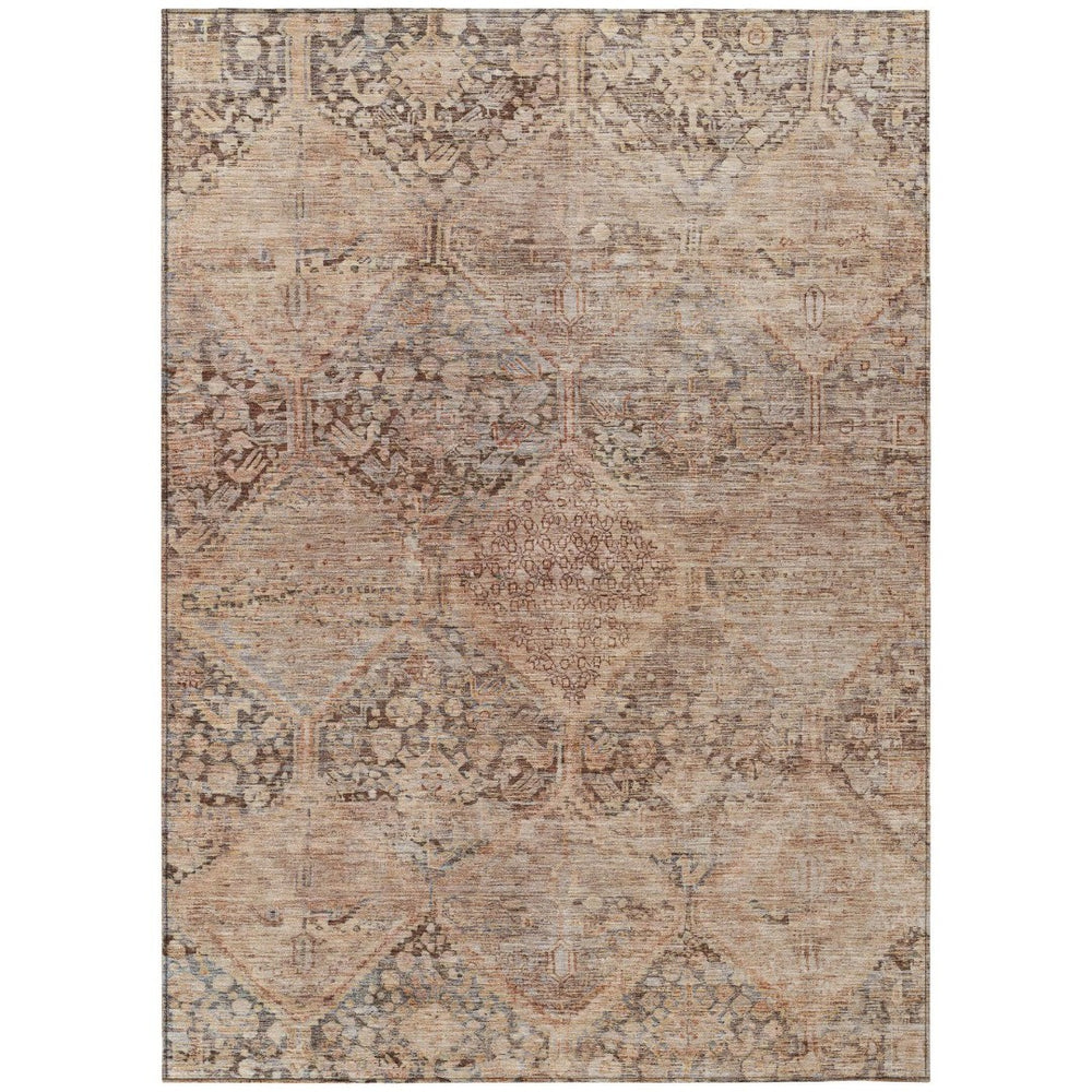 HomeRoots 10' Copper and Gray Geometric Washable Area Rug – Indoor/Outdoor Durable Design for High-Traffic Spaces 619624
