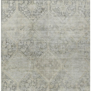 HomeRoots 5' X 8' Stylish Pewter and Silver Geometric Area Rug - Durable, Washable for Indoor & Outdoor Use 619632